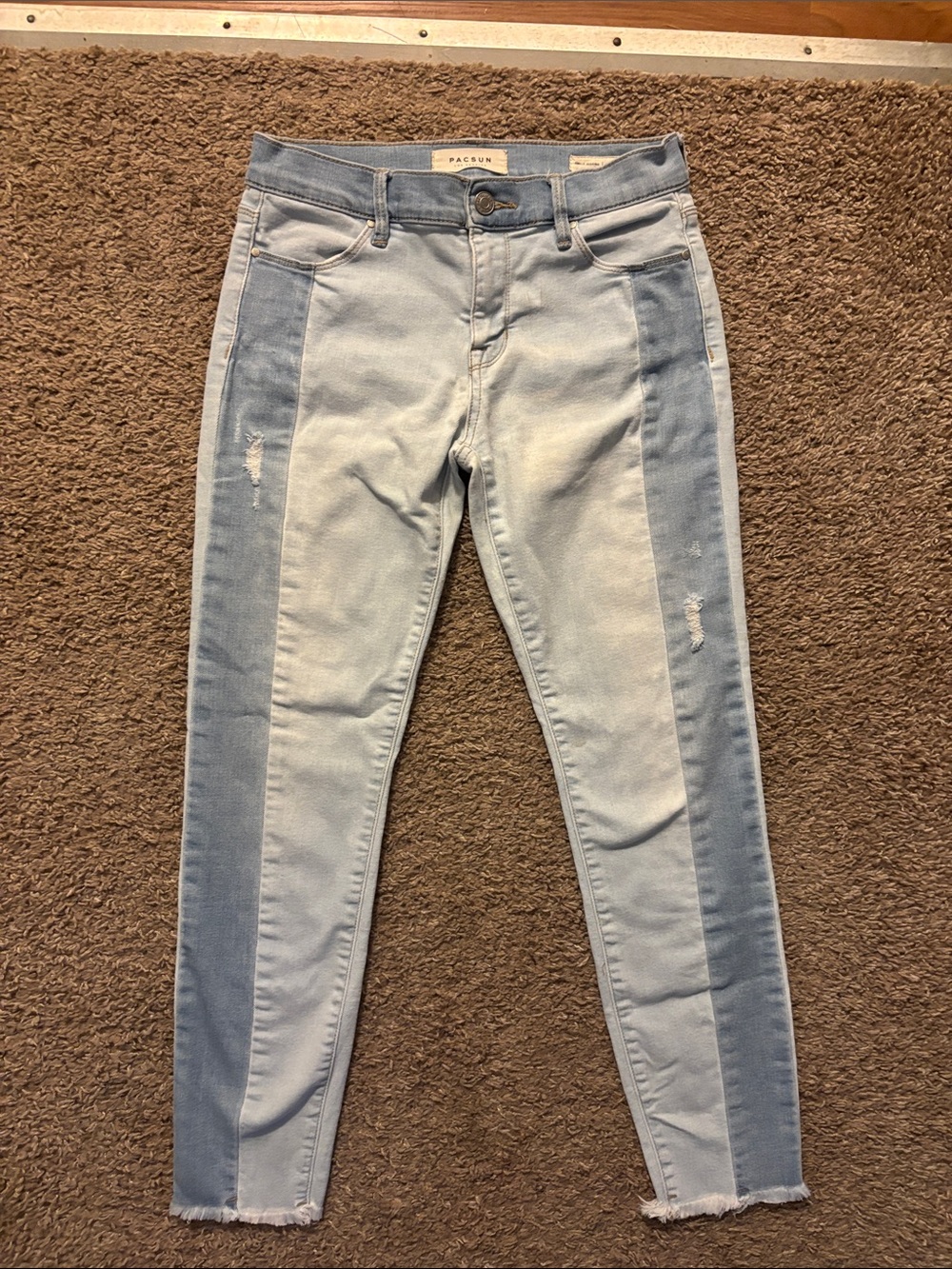 PacSun Woman’s 25 Light Blue Two-Tone Stripe Skinny Jeans Ankle Jegging Like New